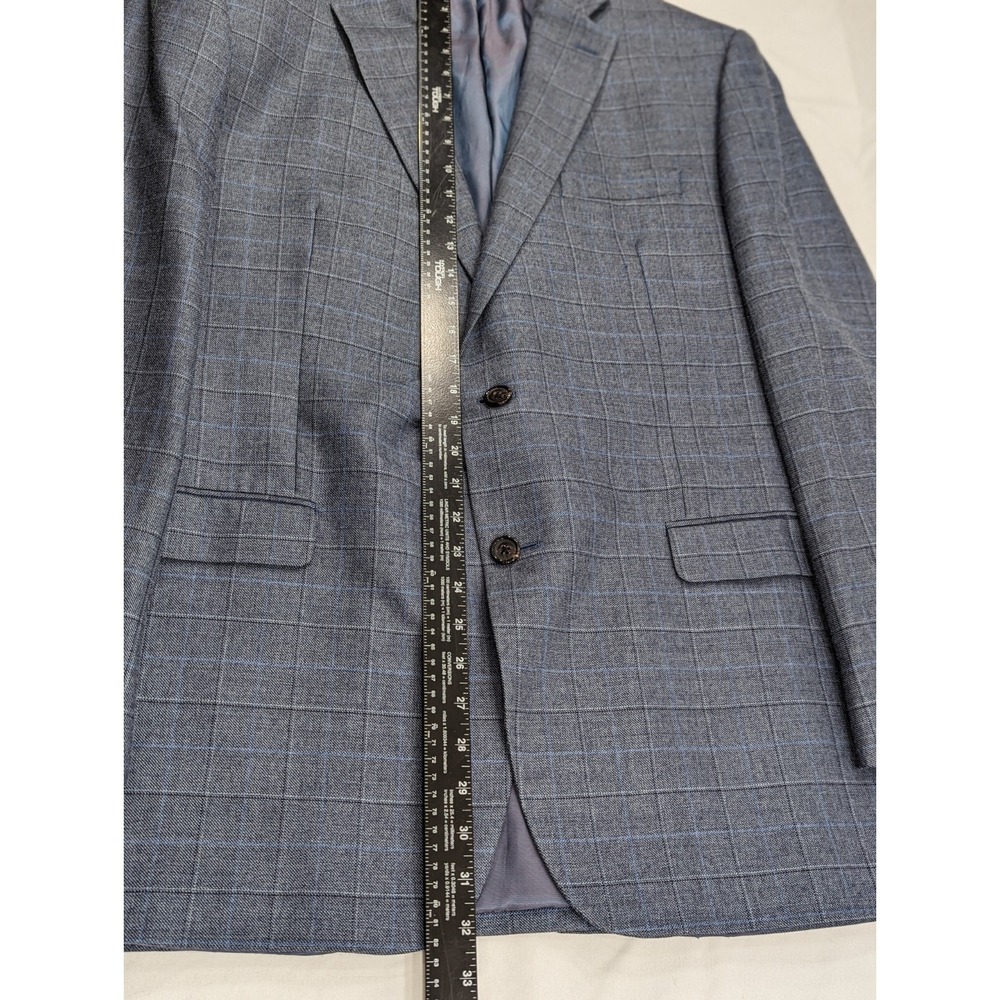 Ralph Lauren Blazer Sport Suit Jacket Coat Silk‎ Wool 44L Blue Gray Plaid Check - Picture 10 of 14